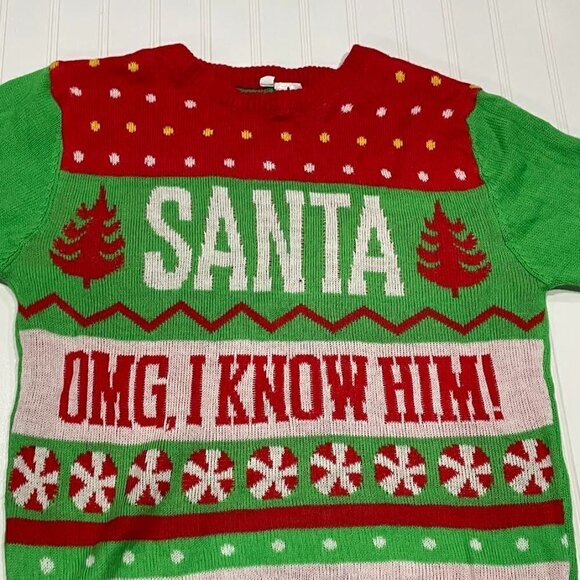 Elf Movie Santa OMG. I know Him Ugly Xmas Sweater Christmas Sweater - Picture 4 of 5